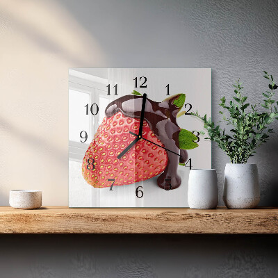 Quadratische wanduhr modern Erdbeerschokolade