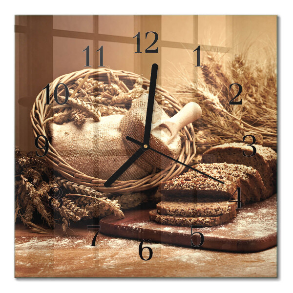 Quadratische wanduhr Brot