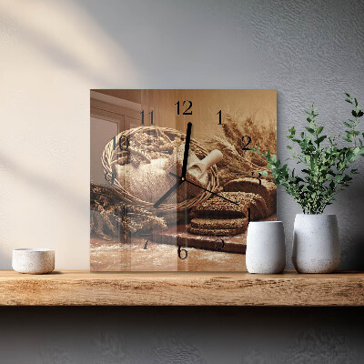 Quadratische wanduhr Brot
