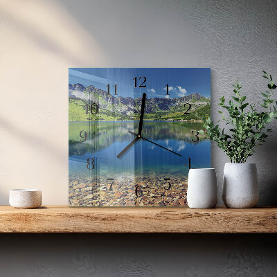 Moderne wanduhr quadratisch Bergsee