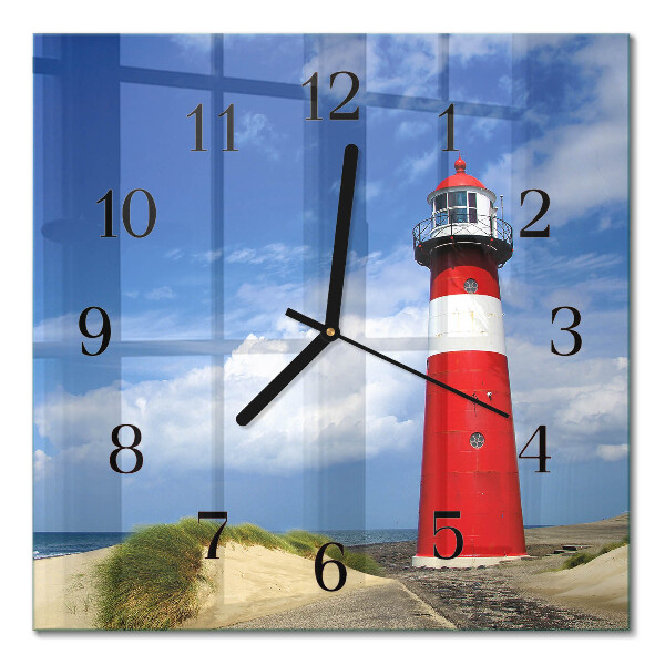 Quadratische wanduhr Leuchtturm