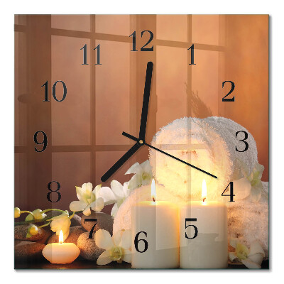 Moderne wanduhr quadratisch Spa-Kerzen