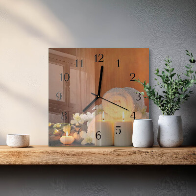 Moderne wanduhr quadratisch Spa-Kerzen