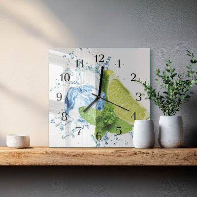 Glasuhr quadratisch Limette und Minze