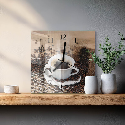 Wanduhr mit motiv quadratisch Eine Tasse Kaffee