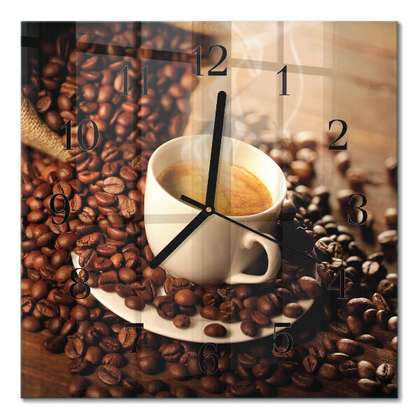 Quadratische wanduhr Eine Tasse Kaffee
