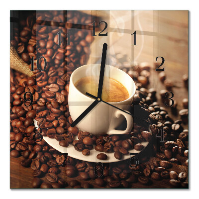 Quadratische wanduhr Eine Tasse Kaffee