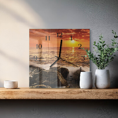 Quadratische wanduhr modern Sonnenuntergang