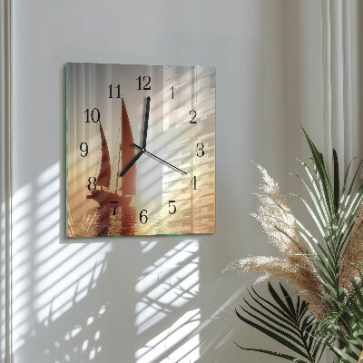 Quadratische wanduhr modern Segelboot