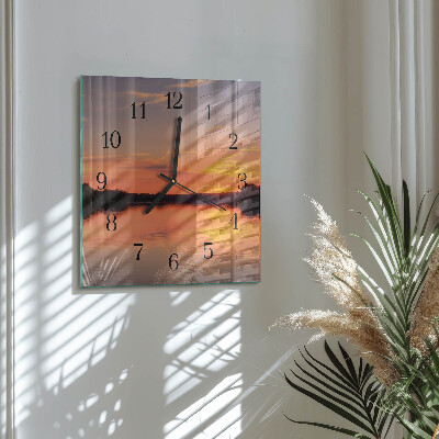 Glasuhr quadratisch Sonnenuntergang