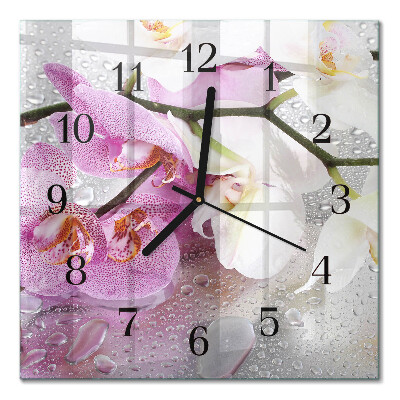 Quadratische wanduhr Orchidee