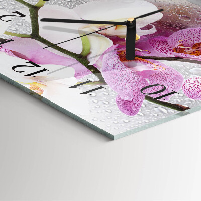 Quadratische wanduhr Orchidee