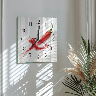Quadratische wanduhr Chili-Pfeffer