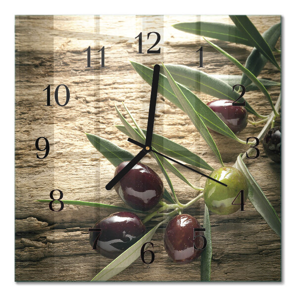 Wanduhr mit motiv quadratisch Oliven