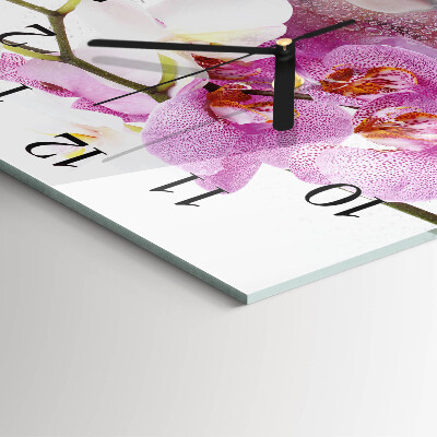 Quadratische wanduhr Orchidee