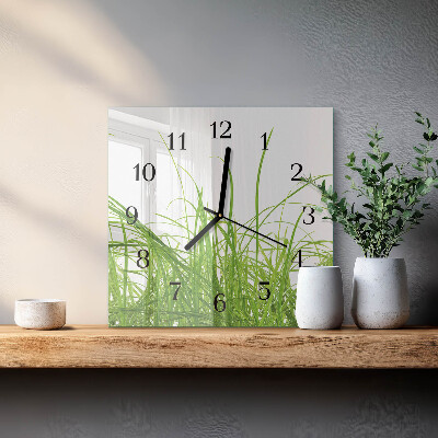 Moderne wanduhr quadratisch Gras