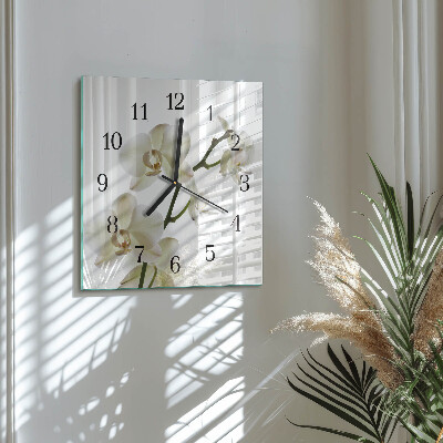 Wanduhr mit motiv quadratisch Orchidee
