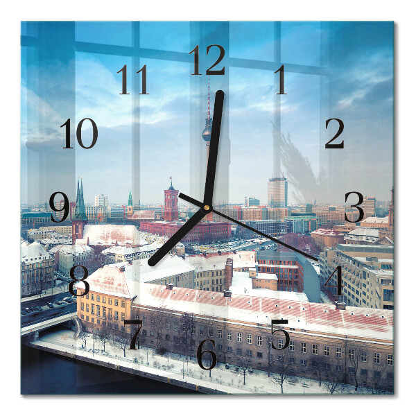 Quadratische wanduhr Winterstadt