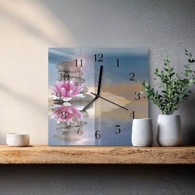 Quadratische wanduhr Steine ​​im Wasser