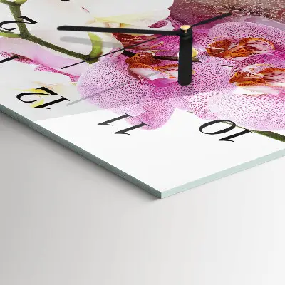 Moderne wanduhr quadratisch Orchidee