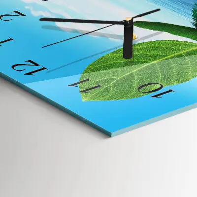 Quadratische wanduhr Blätter