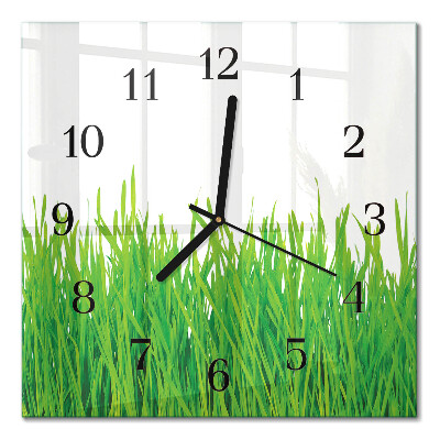 Moderne wanduhr quadratisch Gras