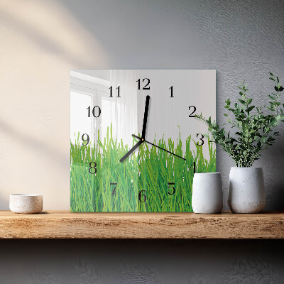 Moderne wanduhr quadratisch Gras