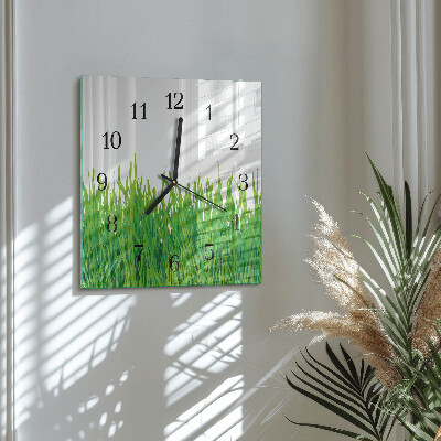 Moderne wanduhr quadratisch Gras