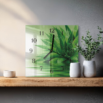 Glasuhr quadratisch Aloe