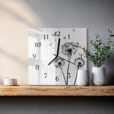 Quadratische wanduhr Löwenzahn