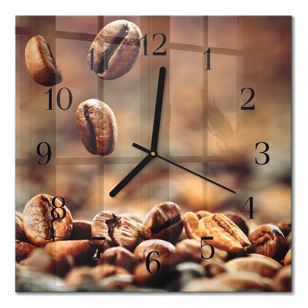 Quadratische wanduhr modern Kaffeebohnen