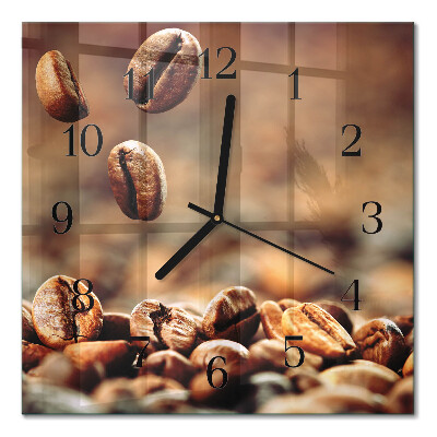 Quadratische wanduhr modern Kaffeebohnen