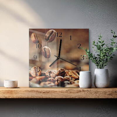 Quadratische wanduhr modern Kaffeebohnen