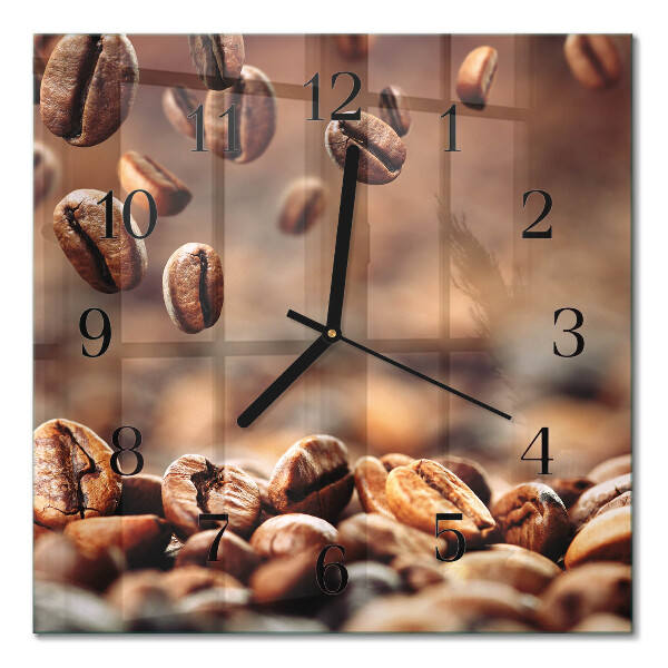Glasuhr quadratisch Kaffeebohnen