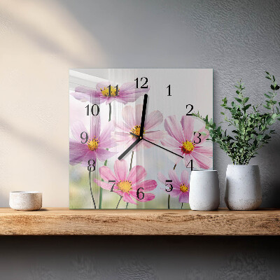 Quadratische wanduhr Blumen