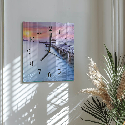 Wanduhr mit motiv quadratisch Holzbrücke