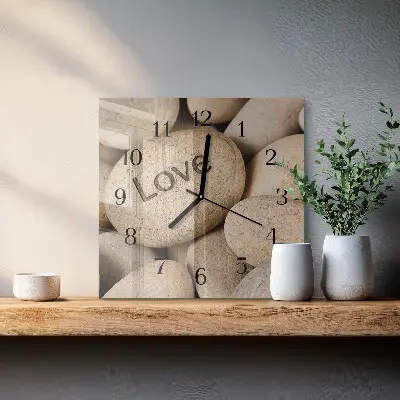 Quadratische wanduhr modern Steine