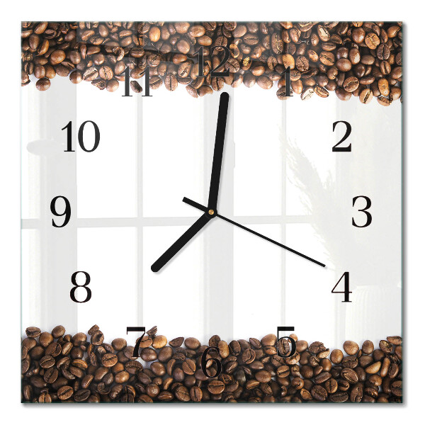 Quadratische wanduhr Kaffeebohnen