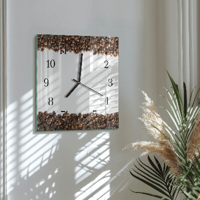 Quadratische wanduhr Kaffeebohnen