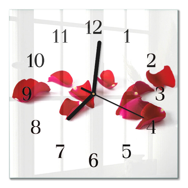 Quadratische wanduhr Rosenblätter