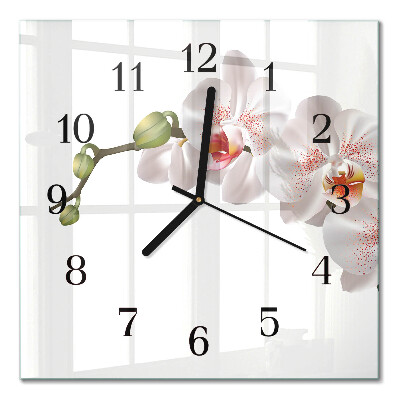 Moderne wanduhr quadratisch Orchidee