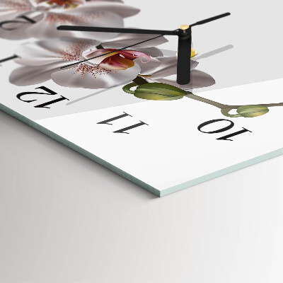 Moderne wanduhr quadratisch Orchidee