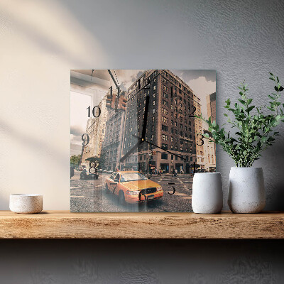 Quadratische wanduhr Taxi