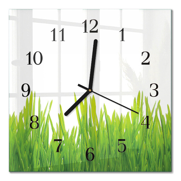 Quadratische wanduhr Gras