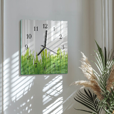 Quadratische wanduhr Gras