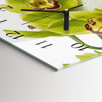 Moderne wanduhr quadratisch Orchidee