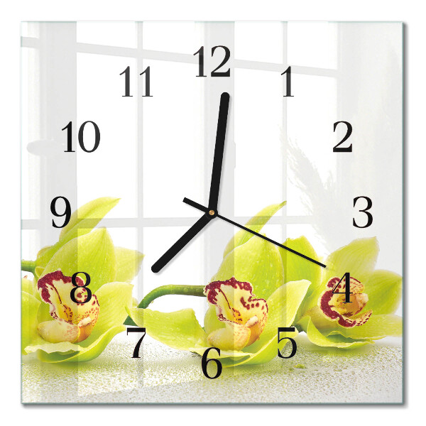 Wanduhr mit motiv quadratisch Orchidee