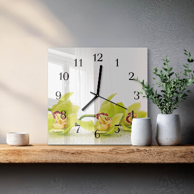 Wanduhr mit motiv quadratisch Orchidee