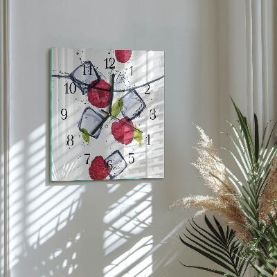Glasuhr quadratisch Himbeeren