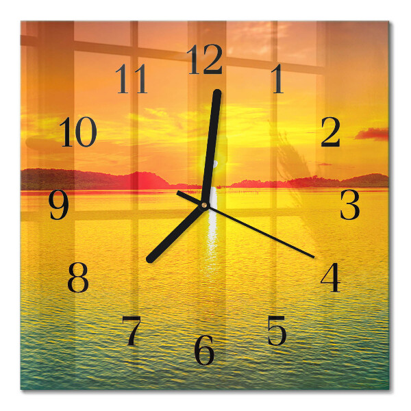 Quadratische wanduhr modern Sonnenuntergang
